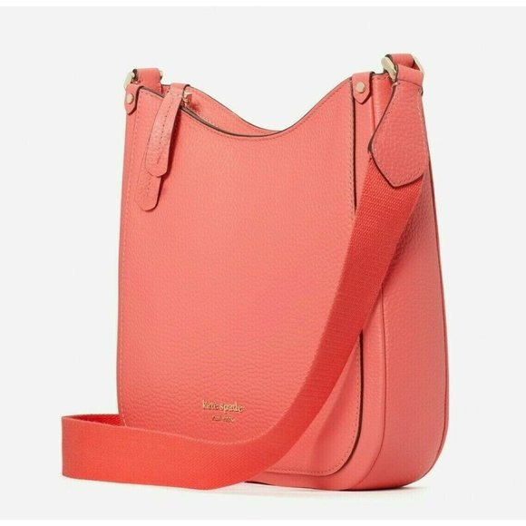 New Kate Spade Roulette Medium Messenger Bag Pebble Leather Peach Melba - Picture 3 of 5